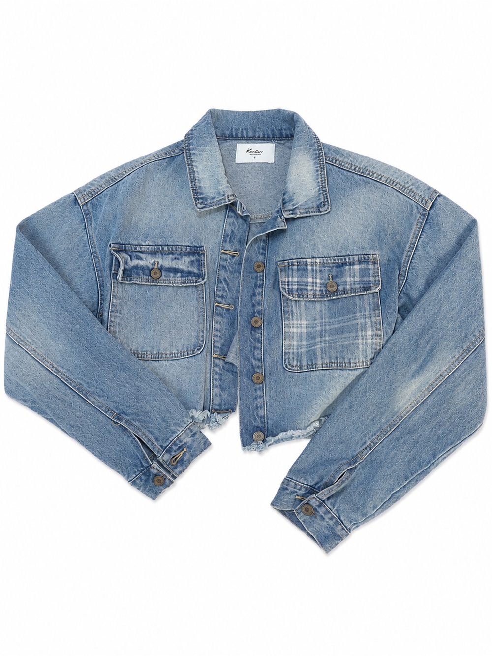 Kancan Cropped Denim Jacket | Raw Hem | Size 
M